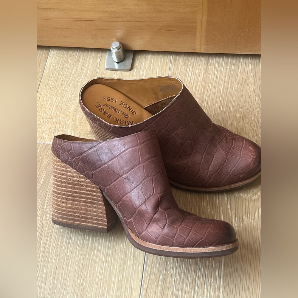 Kork-ease korkease Challis Mule in Dark brown Croc Castagno size 6,5